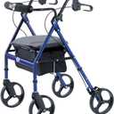 Hugo Mobility Portable Rollator Walker with Seat, Backrest and 8 Inch Wheels, Blue