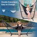 SUNCREAT 2-in-1 Hammocks Convertible Portable Double Hammock with Stand Included, Outdoor Hammock and Stand, Patented, Dark Grey with Tassel