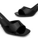 Shoe Land Women's Low Heels Stiletto Heeled Slides, Open Toe One Band Slip-On Heeled Mules Dressy Heeled Sandals for Prom, Party Wedding and Vacation