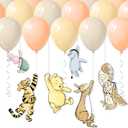 18 Pcs Classic Winnie Themed Hanging Decorations with Balloons - Baby Shower Birthday Party Supplies Set Nursery Decor