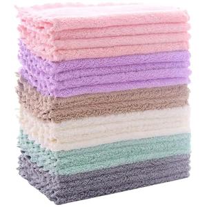 24 Pack Kitchen Dishcloths - Does Not Shed Fluff - Reusable Dish Towels, Dish cloths, Super Absorbent Coral Fleece Cleaning Cloths, Nonstick Oil Washable Fast Drying, 7 x 9 Inch (Multicolor)