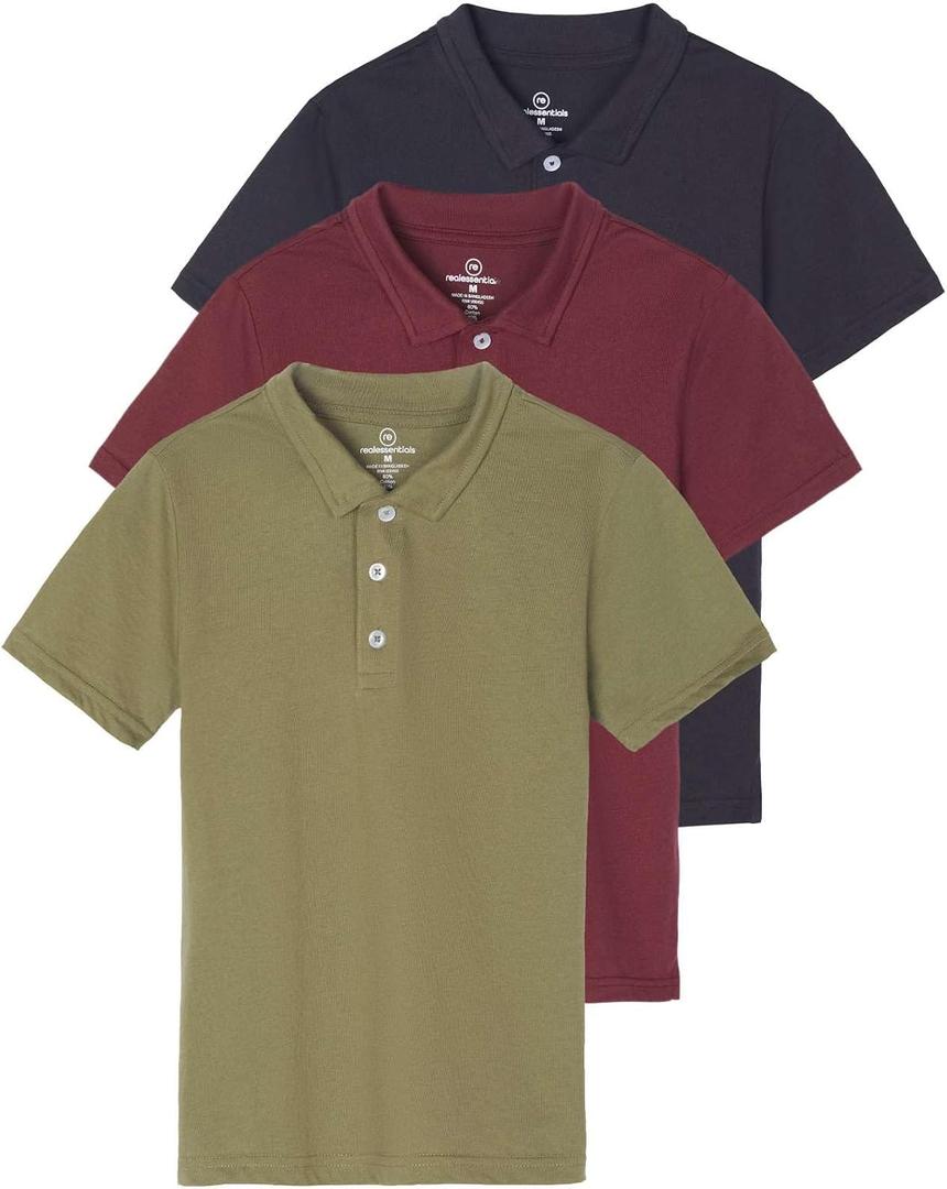 3 Pack Boys' Polo Shirts Short Sleeve Jersey Cotton School Uniform Golf | Available in Sizes 4-18, Dress Shirt, Collared, Church, Everyday Wear, Solid, Poli, Performance, Royal; Soft Cotton & Tagless (XL)