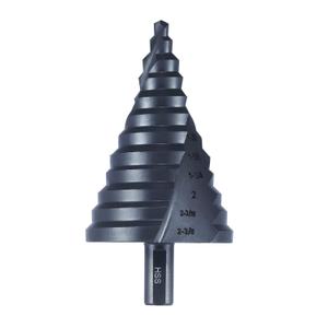 12 Sizes Step Drill Bit, 1/4 to 2-3/8 inch Black High Speed Steel Drill Cone Bits for Sheet Metal Hole Drilling Cutting, Sprial Unibit Extra Large 2-3/8 inch