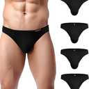 Avidlove Men Underwear Micromocal Bikinis 4 Pack Briefs, Black Large