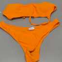 meioro Bikini Set Swimsuits for Women Low Waisted Two Piece Swimwear with Brazilian Push up Top Cheeky Bottom Bathing Suits (Medium, Orange)
