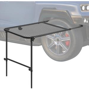 Pasimy Vehicle Tire Mounted Steel Camping Table Adjustable Travel Camping Table 40'' x 20'' x 33'' for Car Camping Picnic Camp Outdoor Cooking BBQ and Party Favor