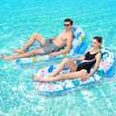 2 Pack Pool Floats Lounger, Instaywell Pool Floats Adult with Adjustable Backrest, Pool Rafts Floaties Water Hammock Tanning Floating Pool Party Toys for Swimming Pool Summertime Beach Outdoor