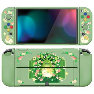 PlayVital ZealProtect Soft Protective Case for Nintendo Switch OLED, Flexible Protector Joycon Grip Cover for Nintendo Switch OLED with Thumb Grips & ABXY Direction Button Cap - Strawberry Bunny