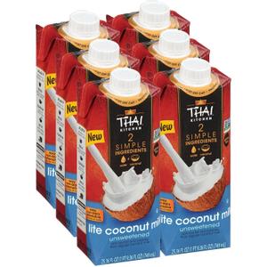 Thai Kitchen Unsweetened Lite Coconut Milk, 25.36 fl oz (Pack of 6), BBD 04/08/2026