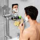 DELITON Razor Holder for Shower Wall, Heavy-Duty Suction Cup Hooks for Razor, Towel, Loofah, Removable Damage-Free Stainless Steel Shaver Holder Inside Shower