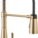 Delta Essa Pro Style Commercial Kitchen Faucet with Pull Down Sprayer, Brushed Gold Single Hole Kitchen Sink Faucet, Single Handle, Champagne Bronze 9613-CZ-DST