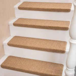 Bullnose Carpet Stair Treads Faux Sisal for Wooden Steps Indoor 14Pcs 