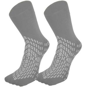 HCS Non-Slip Hospital Socks with Grips for Women & Men (6 Pairs) - 360 All-Around Tread Non-Slip Sock for Elderly/Seniors - Hospital Grip Socks, Fall Risk Patient Slippers (Gray, Regular) (Universal, Grey)