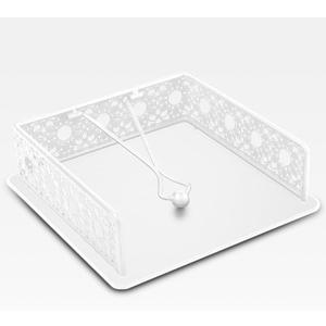 Napkin Holder for Table, Metal Organizer with Heavy Duty Arm Iron Ball, and Vintage Sunflower Edging for Kitchen, Home, Countertop, Farmhouse, Bar, Restaurant (White Iron)