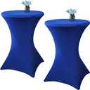 2 Pack 24x43 Inch Royal Blue Cocktail Tablecloth Spandex Round Fitted Table Cover for Wedding Banquet Event Party