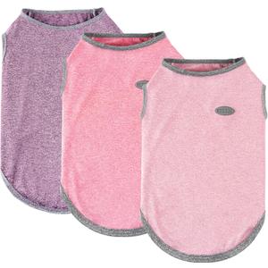 3 Pack Lightweight Sun Protection Dog Shirt Breathable Sleeveless Dog T Shirts Extra Soft Top Tank Dog Clothes for Outdoor Activities (Purple + Skin Pink + Light Pink, X-Large)