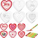 Gemscream 30 Pcs Valentine Crafts Color Your Own Heart Magnets DIY Heart Magnet Ornaments Craft Kits for Valentine Day Activities Party