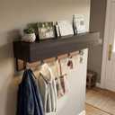 24" Wall Mounted Coat Rack with LED Light, Hidden Storage & 5 Hooks
