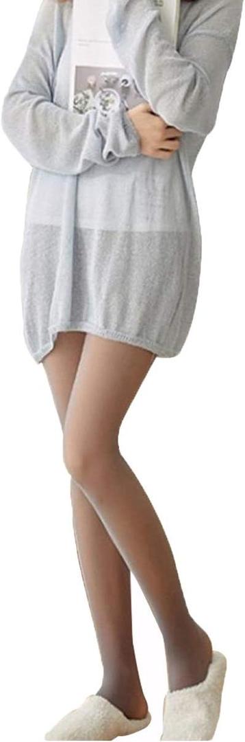 MODNTOGA Fake Translucent Warm Pantyhose Leggings Slim Stretchy Opaque Soft Tights for Winter Outdoor (Coffee Pantyhose, Small-Medium, 220g) (M)