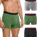 YESWEL Men's Incontinence Underwear, 1.7 oz Absorbency Washable Reusable Leakproof Protective Boxer Briefs with Fly Multipack (MulticolorA, Large)