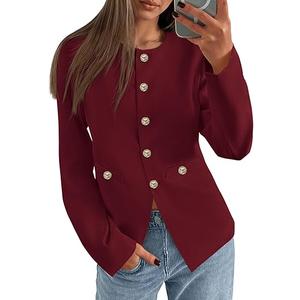 PRETTYGARDEN Women's 2026 Fall Blazers Button Down Fitted Lightweight Dressy Work Suit Jackets Trendy Business Casual Outfits Size M