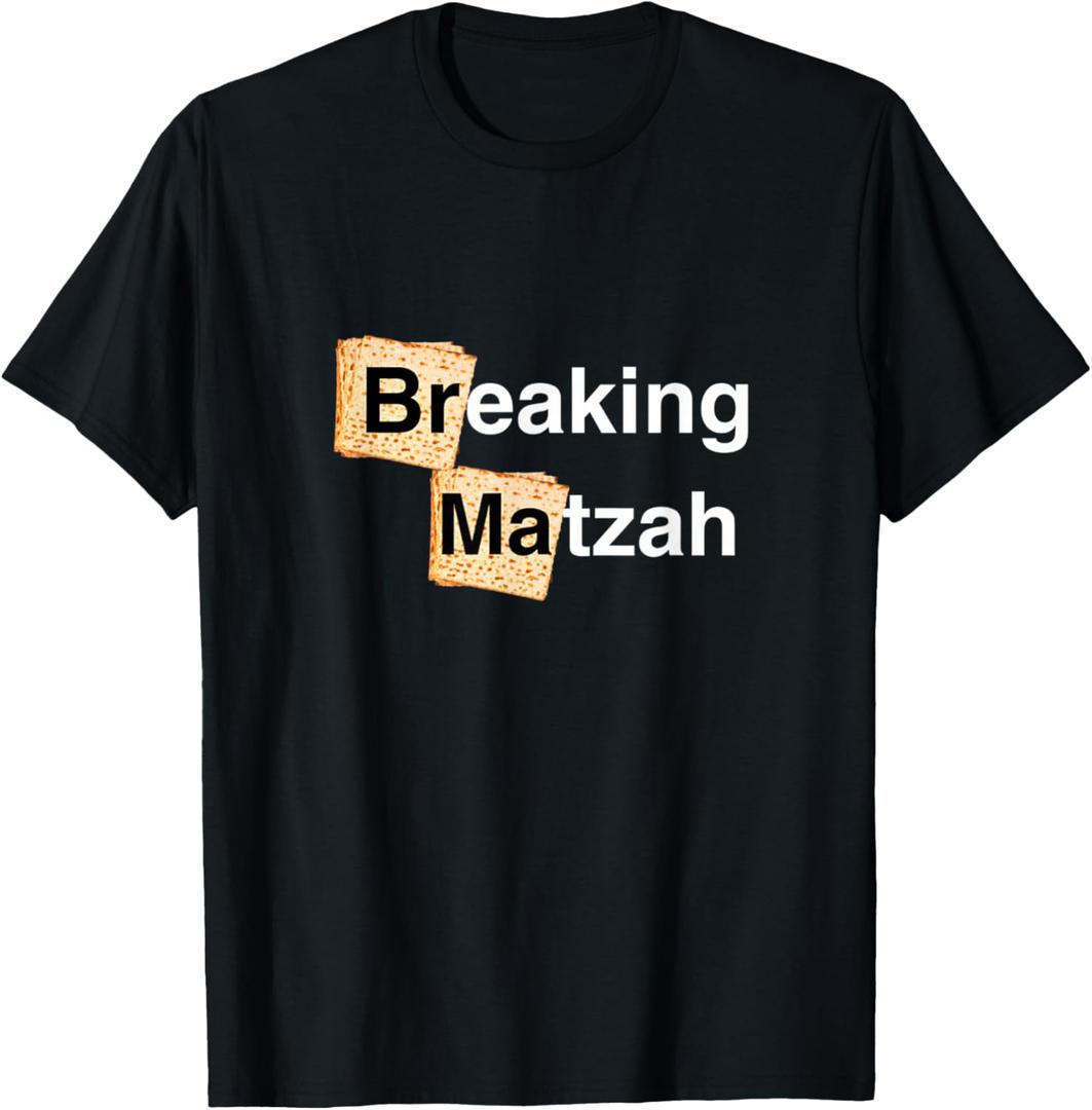 Happy Passover Breaking Matzah Afikoman Family Seder Pesach T-Shirt (Black, 3XL)