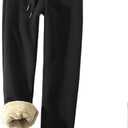 Yeokou Women's Warm Sherpa Lined Athletic Sweatpants Jogger Fleece Pants (X-Large, Black)