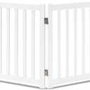 LZRS 6-Panel Extra-Wide Freestanding Wooden Dog Gate Indoor 24High Foldable Safety Pet Barrier for Doorways, Hallways, Kitchens, and Long Staircases, Durable Design fit Small to Medium Dogs, White