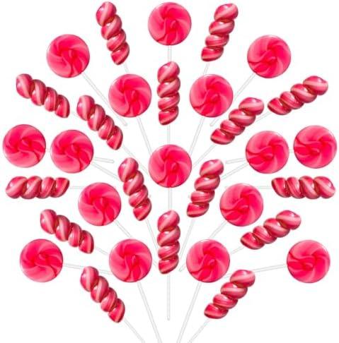 32 Pack Strawberry Pink Twisty & Swirl Lollipops Candy Bulk (16 + 16 Mixed), No artificial dyes, Candy Swirl Lollipops Individually Wrapped Suckers, Valentine’s Day Party Candies