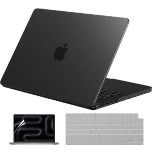 EooCoo Case Compatible with MacBook Pro 14 inch 2026-2021 M5-M1 Pro/Max Chip, Official Color-Matched, Anti-Mar Armor, Frosted Hard Shell Cases with Keyboard Cover, Screen Protector - Matte Space Black