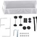 Under Desk Cable Management Tray, Carbon Steel Cord Organizer with Side Round Hole and Trapezoidal Design, Scratch Clips for Office Study Desk (White)