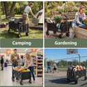 Collapsible Wagon Cart with Wheels - 250LBS Heavy Duty Folding Wagon for Groceries Shopping Outdoor Apartment Portable Foldable Utility Grocery Trolley, Black, L