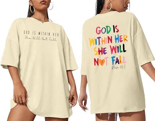 Ithalt Christian Tshirts Women Be The Light Shirts Religious Tees Casual Faith Short Sleeve Tops, L