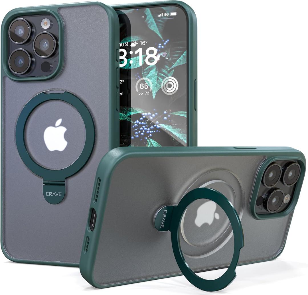 Crave Stand Case for iPhone 15 Pro Max, Compatible with MagSafe - Shockproof Protection Kickstand Case - Forest Green