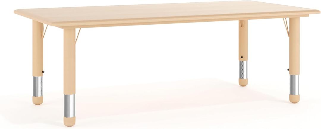 Flash Furniture Wren Adjustable Classroom Activity Table for School and Home, Plastic Activity Table for Kids, 23.625" W x 47.25" L, Natural (Set of 2)