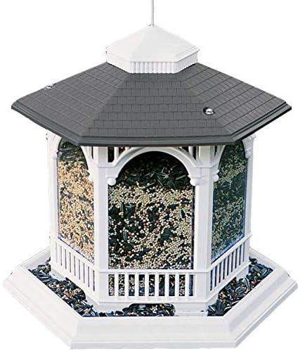 Heritage Farms Deluxe Gazebo Bird Feeder, 5 Quart Capacity Hanging Bird Feeder, Hexagon Outdoor Bird Seed Feeder with Six Feeding Stations, Clear Reservoir, Decorative Garden Bird Feeder