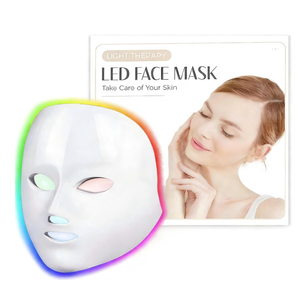 SDKWDH Red Light Photon Facial Mask with Remote Control, 7 Custom Modes with Infrared, Portable with Timer for Home Use