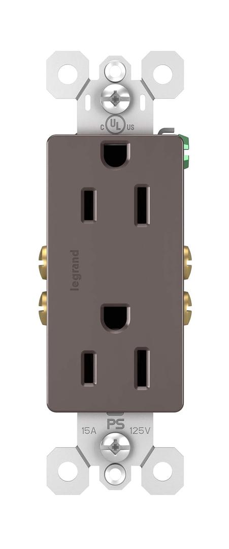 Legrand radiant 885TRCC8 15 Amp Tamper Resistant Decorator Duplex Outlet, Side Wire or Push Wire, Brown (1 Count) Legrand radiant 885TRCC8 15 Amp Tamper Resistant Decorator Duplex Outlet, Side Wire or Push Wire, Brown (1 Count)