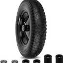 4.80/4.00-8" Flat Free Wheelbarrow Tires and Wheels, 14.5" Universal Fit Solid Tires with 5/8" or 3/4" Bearing, 3"-7" Hub, Adapter Kit Hand Truck Wheels Replacement for 3.50/2.50-8", 4.00-6"etc, 1 PCS