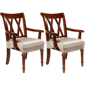 Havawish Large Velvet Dining Room Chair Seat Covers with Armrest Dining Chair Slip Covers Protectors (Taupe,2 Pcs)