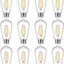 Ascher 12-Pack Vintage LED Edison Light Bulb 60W Equivalent, Decorative Antique Filament Light Bulbs with 80+ CRI, Warm White 2700K, 700 Lumens, E26 Base, Non-Dimmable