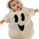 Infant Baby Boy Girl Halloween Outfit Ghost Costumes One Piece Hoodie Romper Bodysuit Cute Fall Winter Clothes Size 9-12M
