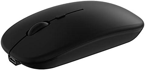 Wireless Bluetooth Mouse for Apple iPad iPhone MacBook Android Samsung Tablet Phone Dual-Mode Rechargeable 2.4G Portable Computer Mice for Windows Laptop Notebook PC Mac Desktop USB Receiver (Black)