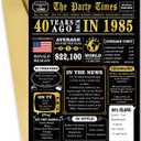 6 x Jumbo 40th Birthday Gift for Him Her, Happy 40th Birthday Card for Women Men, Funny 40 Year Old Birthday Greeting Card for Mom Dad, Vintage 40 Bday Decorations for Husband Wife