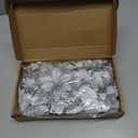 24 Christmas Glitter Artificial Poinsettia Flowers Xmas Poinsettia Artificial Wedding Flowers Decorations Xmas Tree Ornaments with Clips for Party Favors, 6 Inch, 4 Inch, 3 Inch (Silver)