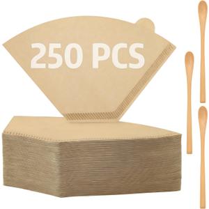 250 Count #4 Coffee Filter 8-12 cup, Disposable Cone Coffee Filters For Pour Over and Drip Coffee Maker