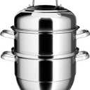VENTION 3 Tier Steamer Pot Stainless Steel 11 Inch, Induction Steamer for Cooking Tamales 8.1 Qt, 28cm Steam Pot for Dumplings and Vegetables