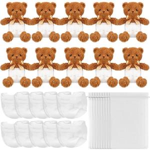 10 Sets Bear Blindfolded Diaper Changing Baby Shower Games Baby Dolls Diapers for Bridal Shower Gender Reveal Games Prizes Gifts for Adults Boys Girls (Dark Brown)