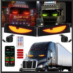 Sachie 2PC Devil Eyes LED Light Strips for Cars/Trucks/SUVs - 23.6"x4.73" Customizable Windshield Decoration with App Control, IP68 Waterproof, USB-Powered