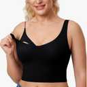 MOMANDA Women's Nursing Bras Longline Sports Breastfeeding V Neck Sleeveless Crop Tank Top with Built in Bra Medium